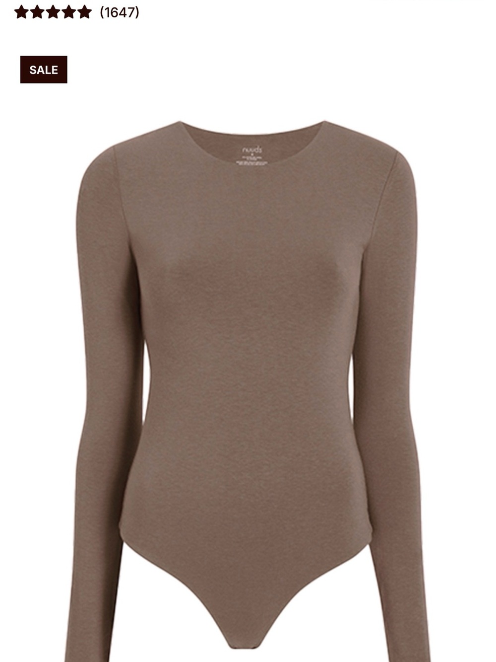 Nuuds Long-Sleeve Scoop-Neck Bodysuit in mocha